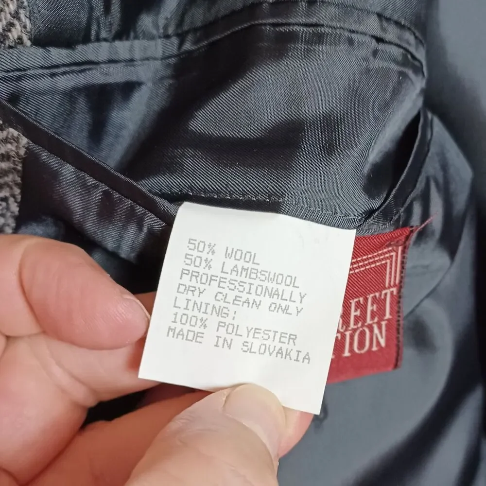 Classic Wool Heritage Y2K Wall Street 44L Gray Herringbone Prep SportCoat Blazer